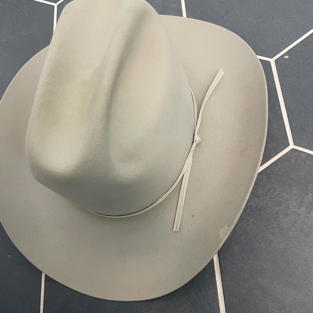 Stetson 10X Silver Belly Fur Felt Cowboy Hat 7 1/4 Long Oval Western - Picture 3 of 10